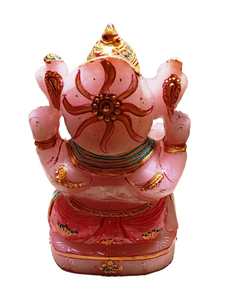 Natural Rose Quartz Ganesh Idol - Image 4
