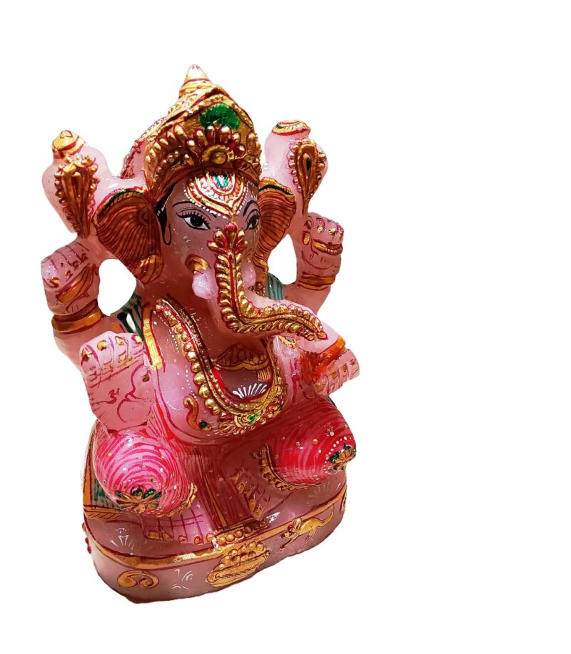 Natural Rose Quartz Ganesh Idol - Image 3